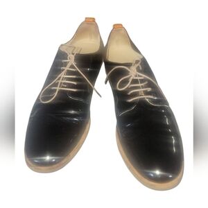 AGL Attilio Giusti Leombruni Black Patent Leather Lace Up  Oxford Sz 40